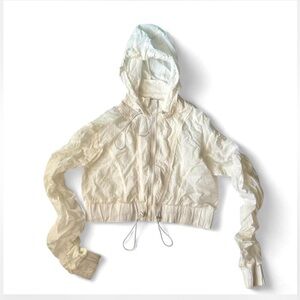 POPFLEX Athletic Cropped White Windbreaker Jacket